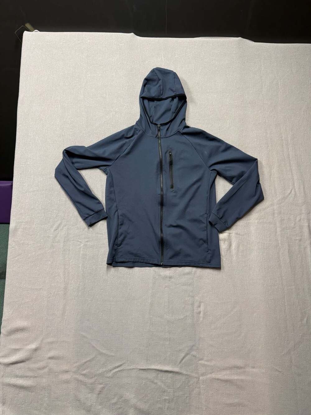 Apana Men's Luxe Premium Stretch Full Zip Hoodie Jacket Blue Size Large